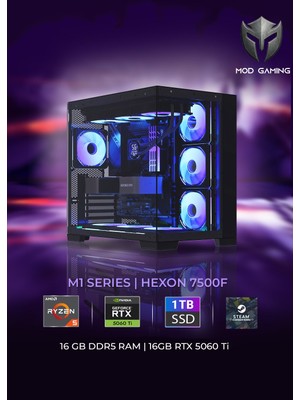 Mod Gaming Hexon Amd Ryzen 5 7500F | RTX5060 Ti 16GB | 16GB Ram | 1 Tb SSD 7300/6000 Mb/s Oyuncu Masaüstü Bilgisayar | Steam Cüzdan Bakiyesi Hediyeli