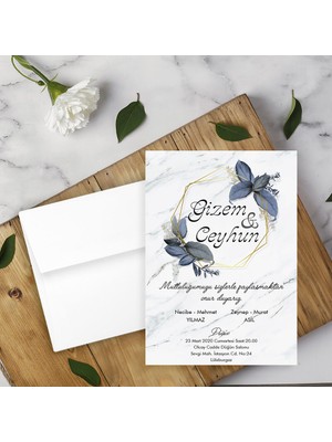 Seyhan Davetiye Beyaz Zarflı Davetiye Düğün - Nişan - Kına - Nikah (500ADET)