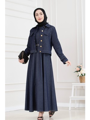 Sevitli Kolu Apoletli Kot Jile Ikili Takım-Lacivert