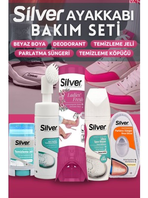 Silver Kadın Ayakkabı Bakım Seti - Deodorant - Köpük - Ultra Beyaz Boya - Jel - Sünger