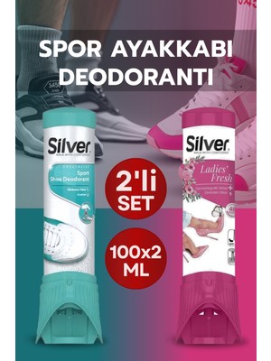 Silver 2'li Kadın ve Unisex Ayakkabı Deodorantı Koku Giderici Önleyici 100 ml Ladies&unisex Fresh Çekecek Hediyeli