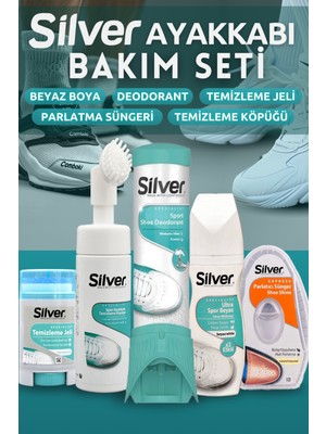 Silver Ayakkabı Bakım Seti - Deodorant - Köpük - Ultra Beyaz Boya - Jel - Sünger