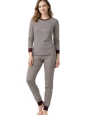 Organickid Cranberry Kadın Lacivert Çizgili Pijama Takımı