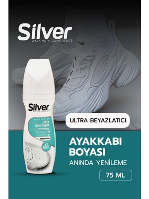 Silver X3 Etkili Güçlendirilmiş Ultra Beyaz Spor Bez ve Kumaş Likit Ayakkabı Boyası 75 ml