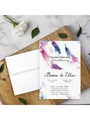 Seyhan Davetiye Beyaz Zarflı Davetiye Düğün - Nişan - Kına - Nikah (500ADET)