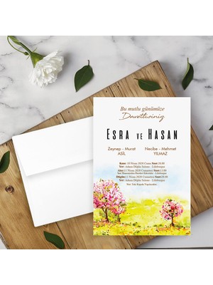 Seyhan Davetiye Beyaz Zarflı Davetiye Düğün - Nişan - Kına - Nikah (500ADET)