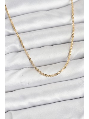 Prativas 14K Gold Renk Ezme Burgu Zincir Model 60cm Kadın Kolye - PRT3500EB10255