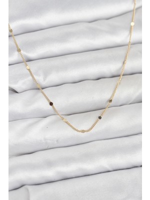 Prativas 14K Gold Renk Ezme Pul Model 60cm Kadın Kolye - PRT3500EB10261