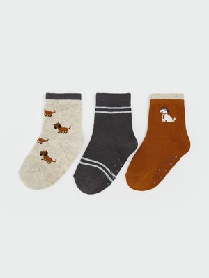 Lc Waikiki Yeni Sezon Desenli Erkek Bebek Soket Çorap 3'lü