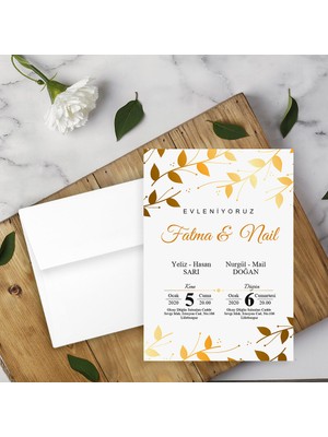 Seyhan Davetiye Beyaz Zarflı Davetiye Düğün - Nişan - Kına - Nikah (500ADET)