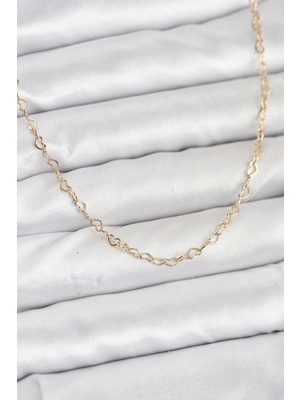 Prativas 14K Gold Renk Kalp Zincirli Kadın Kolye - PRT3500EB10250