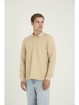 Kly Erkek %80 Pamuk Polo Yaka Sweat-Shirt Modern Tasarım