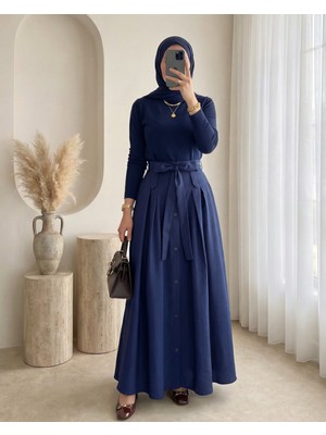 Bergibo Önü Düğmeli Bağcıklı Paraşüt Etek