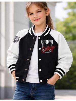 Organickid Gamer Çocuk Siyah Kolej Ceket