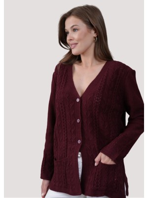 Stilmony Kadın Anne Büyük Beden Zincir Çiçek Motifli Hırka