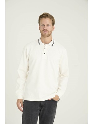 Kly Erkek %80 Pamuk Polo Yaka Sweat-Shirt Modern Tasarım
