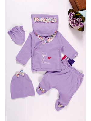 Çamaşır Kenti Fırfır Detaylı 5'li Kız Bebek Hastane Çıkış Seti