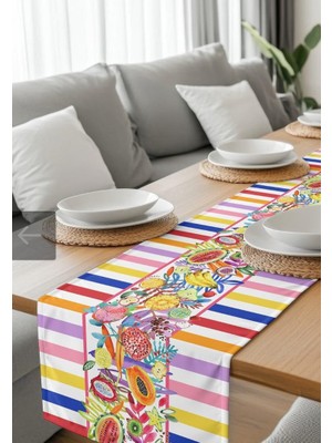 HM Polisaj Tropikal Meyve Karnavalı Dijital Baskılı Runner Kumaş 40*140CM