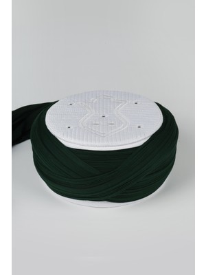 Sarıkhane Namaz Sarığı - Yeşil Kumaş - Beyaz Takke - Çapraz Sarım - Nâli Şerif - 7 Metre (Züabeli)