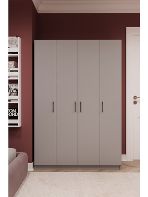 Asra Trend Lüks 4 Kapaklı Gardırop %100 MDF Askılı Çok Amaçlı Düzenleyici Elbise Dolabı G-08