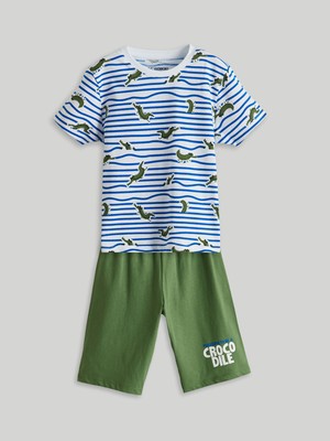 Lc Waikiki Yeni Sezon Dinozor Baskılı Erkek Çocuk Şortlu Pijama Takımı