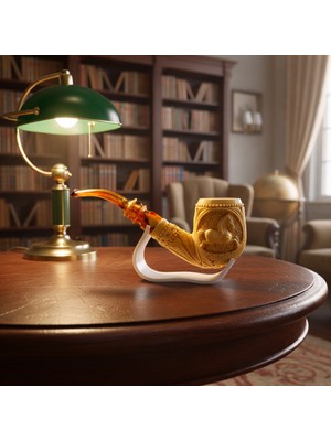 Goldenlight Meerschaum El Oyması At Figürlü Motifli Lületaşı Pipo – Akrilik Ağızlık, Imzalı Koleksiyonluk