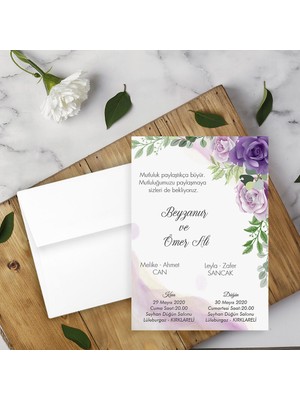 Seyhan Davetiye Beyaz Zarflı Davetiye Düğün - Nişan - Kına - Nikah (500ADET)