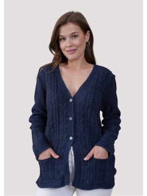 Stilmony Kadın Anne Büyük Beden Zincir Çiçek Motifli Hırka