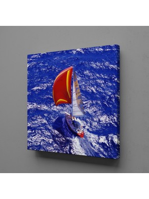 Technopa MAVİ DENİZDEKİ TEKNE KANVAS TABLO - 130x130cm