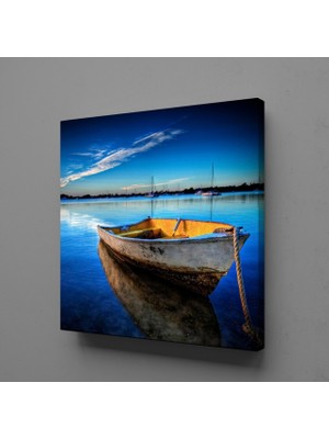 Technopa MASMAVİ DENİZDEKİ KAYIK KANVAS TABLO - 130x130cm