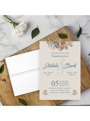 Seyhan Davetiye Beyaz Zarflı Davetiye Düğün - Nişan - Kına - Nikah (500ADET)