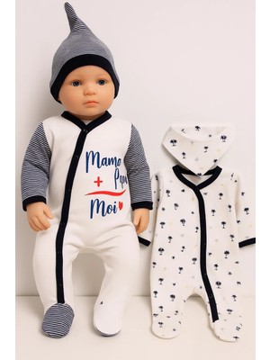 Çamaşır Kenti Marin Kravuze Desenli Erkek Bebek 4'lü Tulum Seti