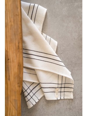 Barine Waffle Mutfak Havlusu Set Off 2 Krem-Siyah