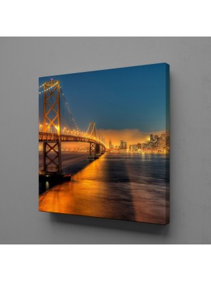 Technopa İSTANBUL BOĞAZ KÖPRÜSÜ IŞIKLI MANZARA KANVAS TABLO - 25x25cm