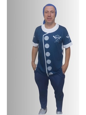 Sylar Erkek T-Shirt Chef Baskılı Lacivert (Kesik Elyaf Kumaş)