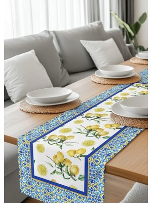 HM Polisaj Seramikte Limon Baharı Dijital Baskılı Runner Kumaş 40*140CM