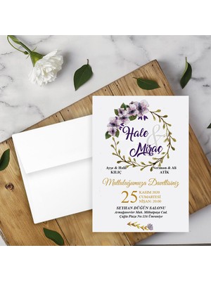 Seyhan Davetiye Beyaz Zarflı Davetiye Düğün - Nişan - Kına - Nikah (500ADET)