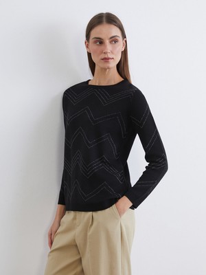 Lc Waikiki Yeni Sezon Bisiklet Yaka Desenli Kadın Triko Kazak