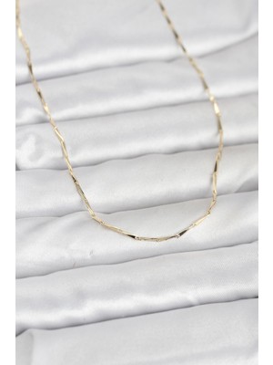 Prativas 14K Gold Renk Çubuk Kesme Zincir Model 60cm Kadın Kolye - PRT3500EB10271