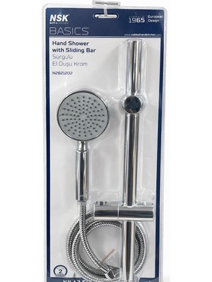 Nsk Sürgülü Duş Seti Krom – Raylı El Duşu Takımı – 5 Fonksiyonlu Duş Başlığı – 1.5 M Spiral Hortum – Duvara Monte Duş Sistemi