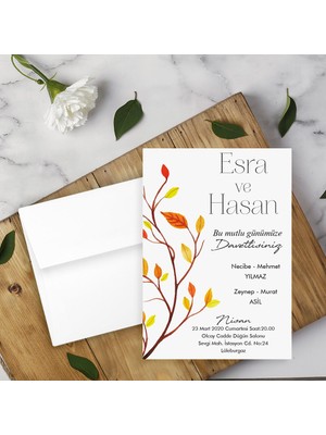 Seyhan Davetiye Beyaz Zarflı Davetiye Düğün - Nişan - Kına - Nikah (500ADET)