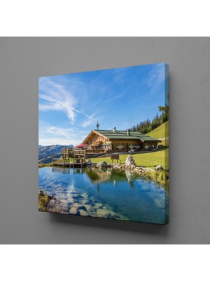 Technopa DOĞA VE EV MANZARASI KANVAS TABLO - 70x70cm
