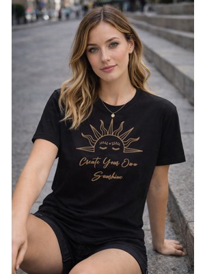 herkesemoda Creat Your Baskı Detaylı Basic T-Shirt