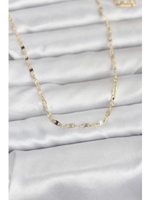 Prativas 14K Gold Renk Yassı Gemici Zincir Model 60cm Kadın Kolye - PRT3500EB10293