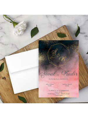 Seyhan Davetiye Beyaz Zarflı Davetiye Düğün - Nişan - Kına - Nikah (500ADET)