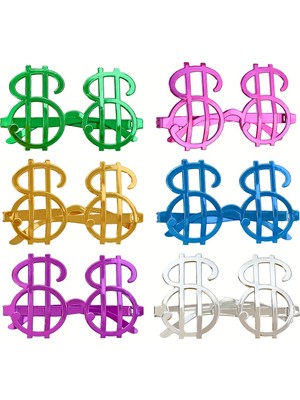 Meks Dolar Şekilli Metalize Parti Gözlüğü 6 Adet