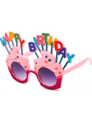 Meks Happy Birthday Yazılı Pembe Fuşya Parti Gözlüğü
