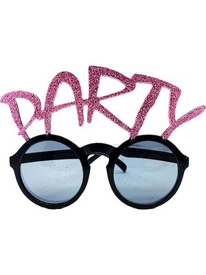 Meks Party Yazılı Simli Pembe Renk Parti Gözlüğü