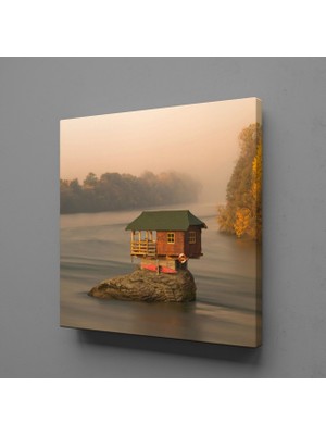 Technopa DENİZİN ORTASINDA EV KANVAS TABLO - 100x100cm