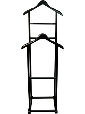 Nyn Ahşap Dilsiz Uşak Siyah Renk Çift Tepeli Ayaklı Askı 5 Adet